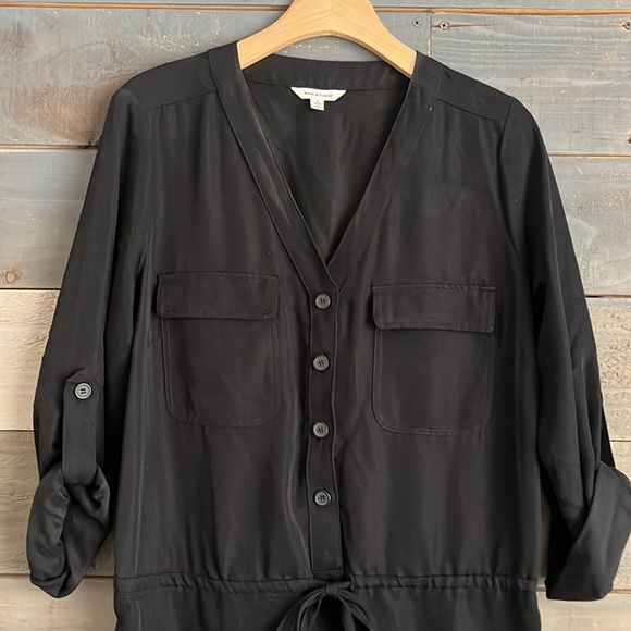 EUC Max Studio Shirt Dress Midi Length Rolled Tab Sleeves Rayon - Picture 2 of 13